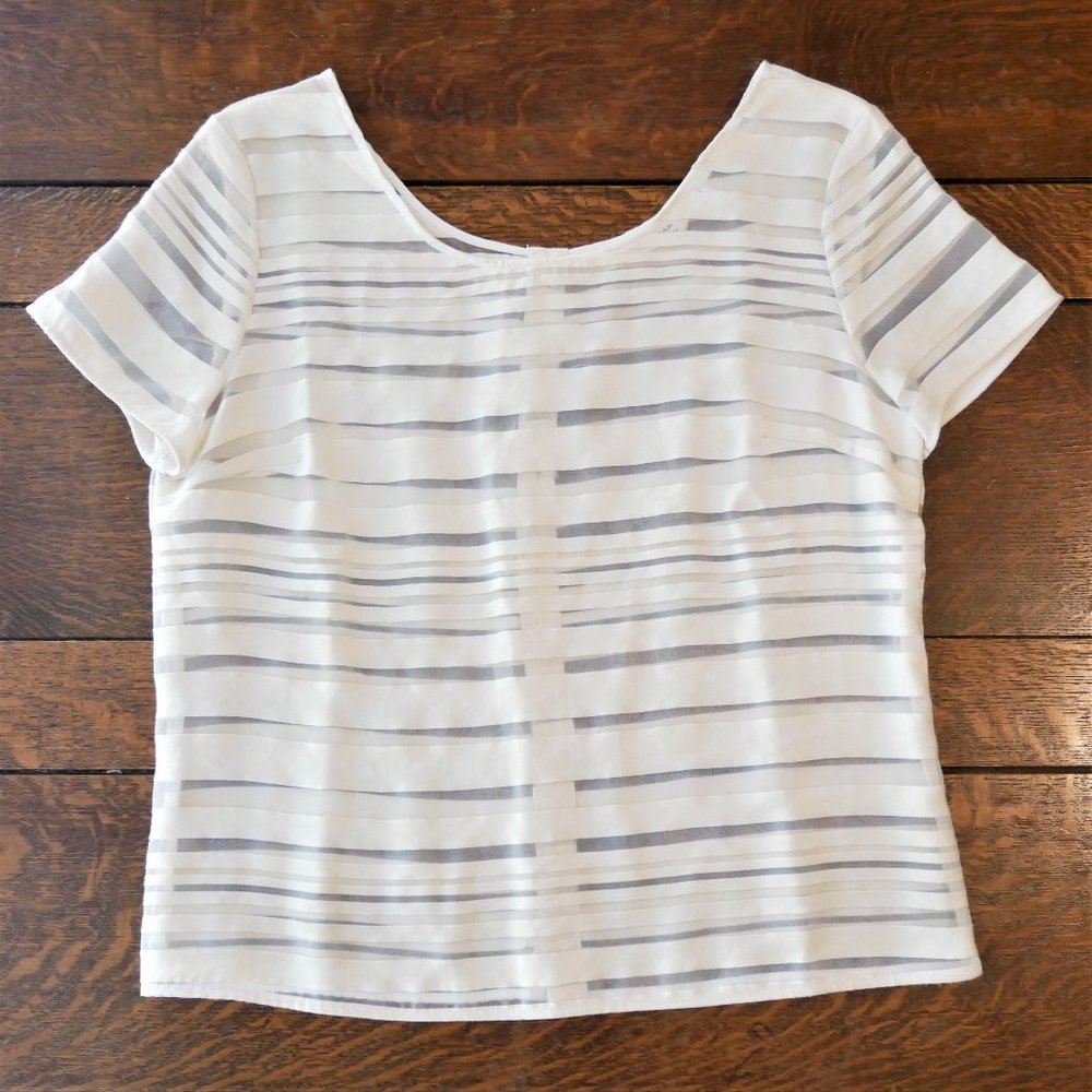 NAF NAF White Mesh Striped top